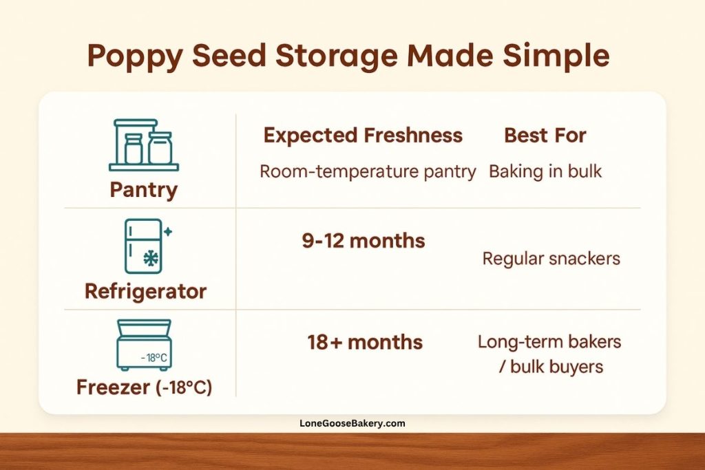 infographic for how to store poppy seeds