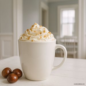 hot chestnut praline latte with chestnuts