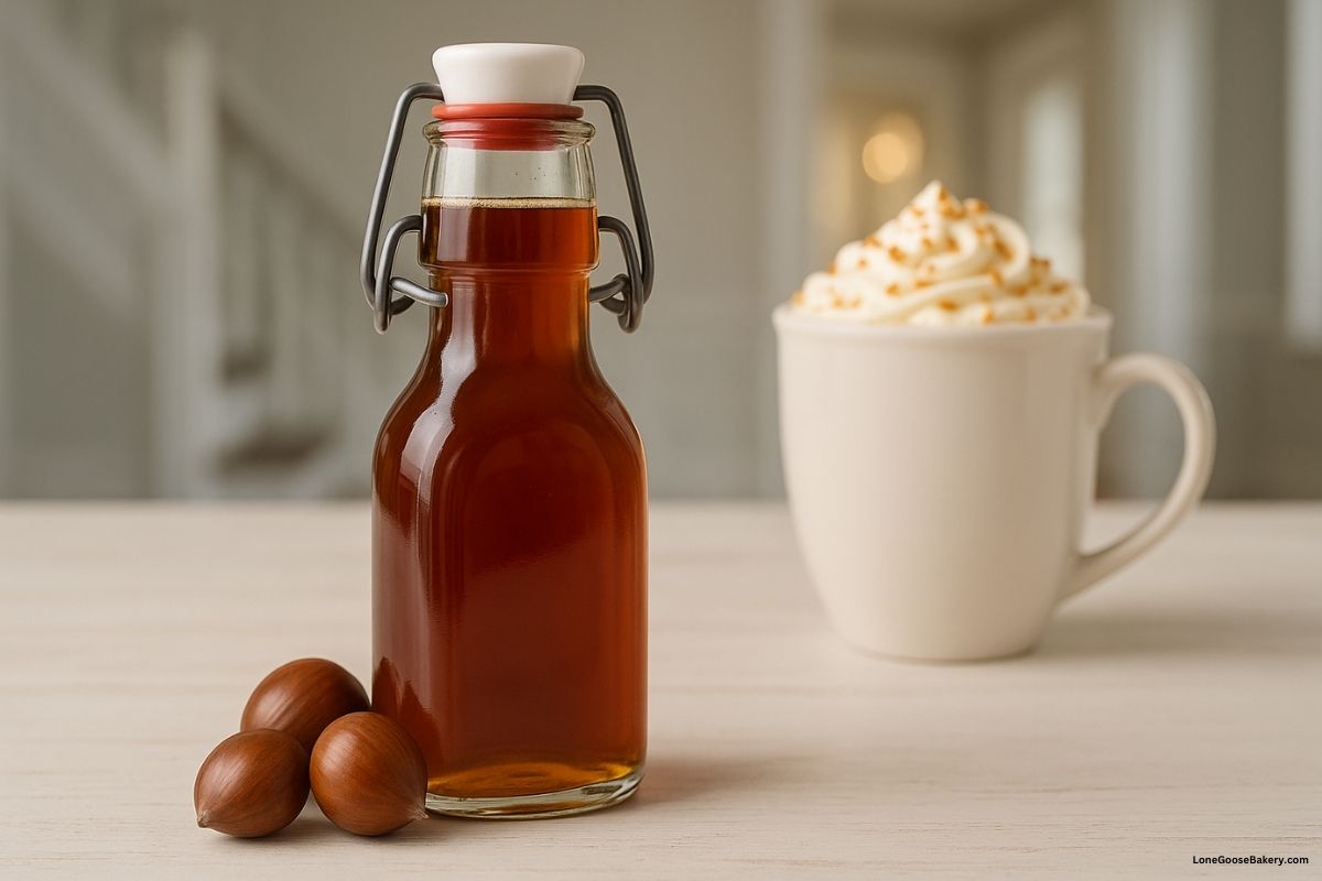 chestnut praline syrup with chestnut praline latte