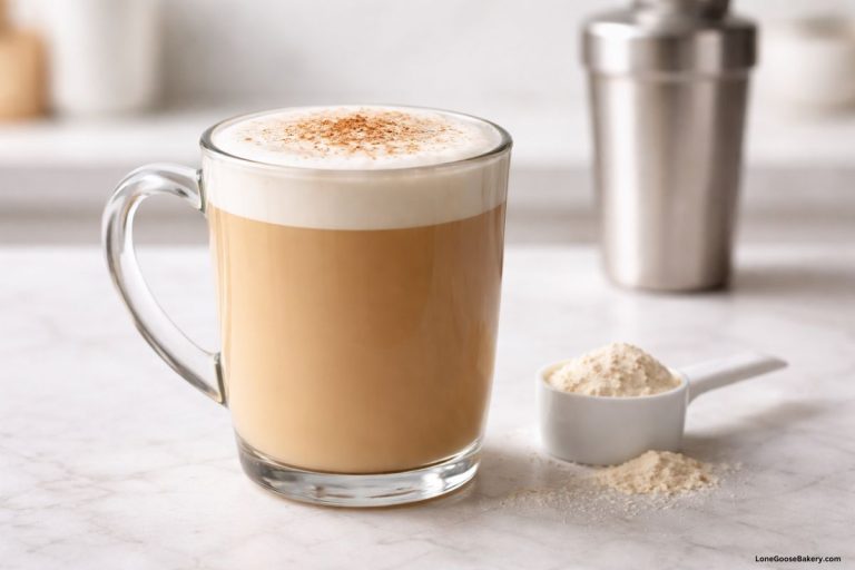 protein latte with protein scoop