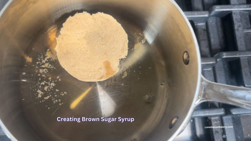 brown sugar in saucepan for brown syrup
