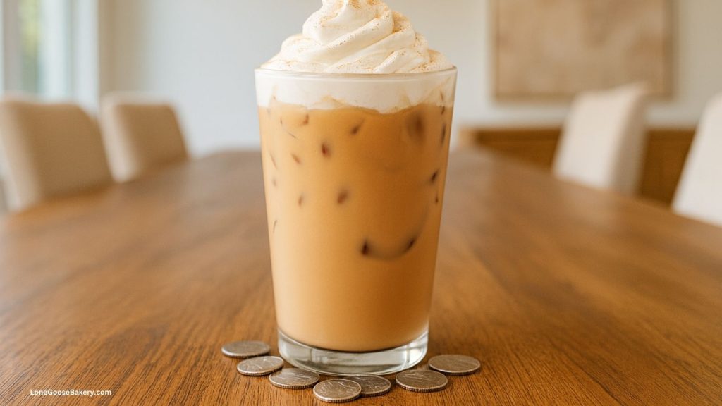 iced psl with quarters at base