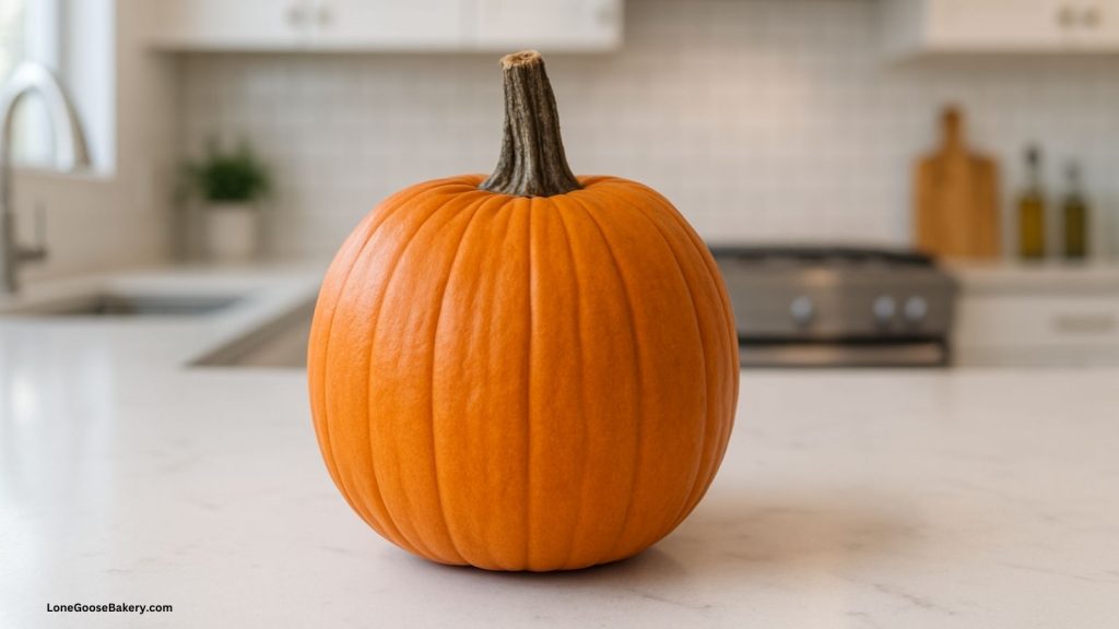 pumpkin on counter in kitchen