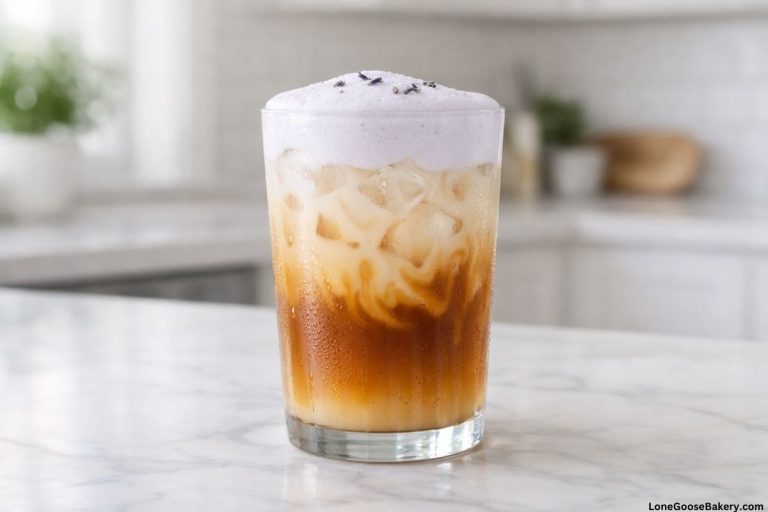 Iced Lavender Cream Chai in kitchen