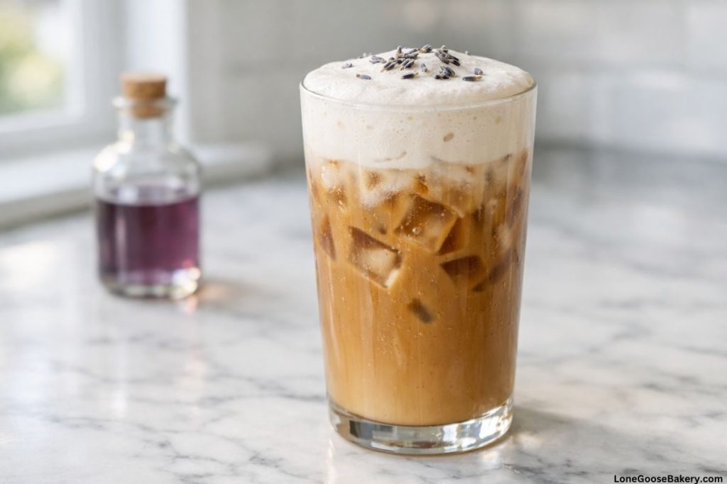 homemade iced lavender cream chai