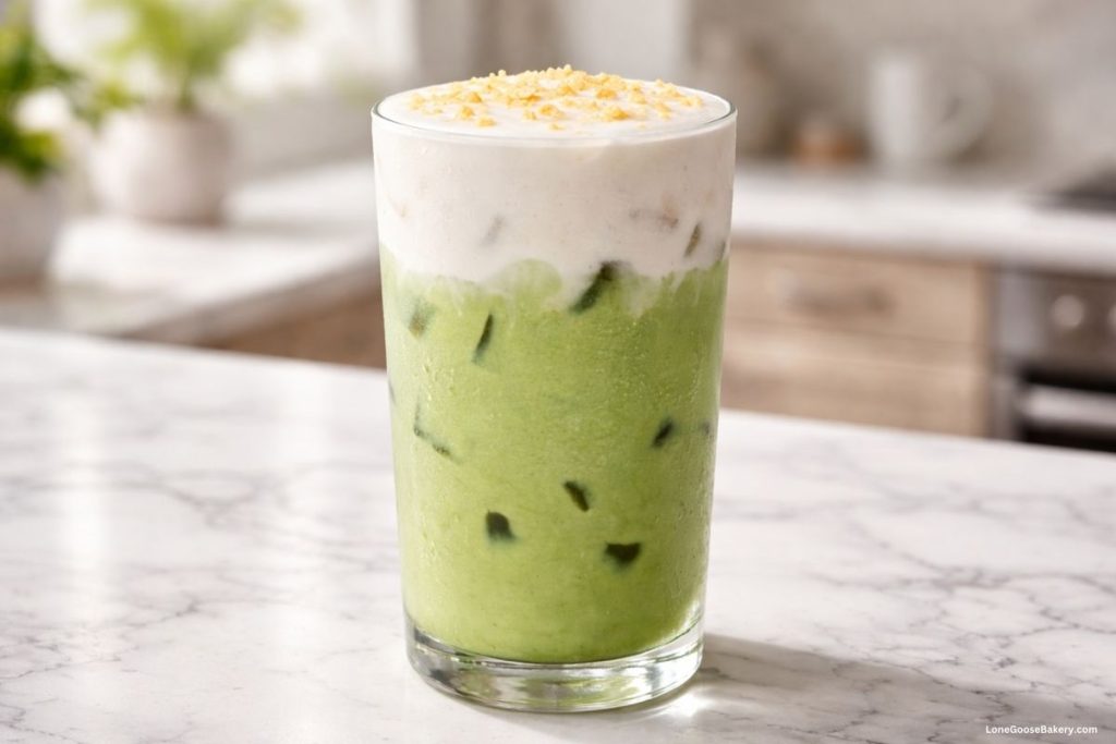 homemade iced banana bread matcha