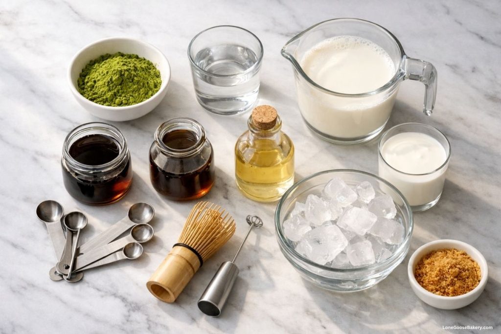 iced banana bread matcha ingredients