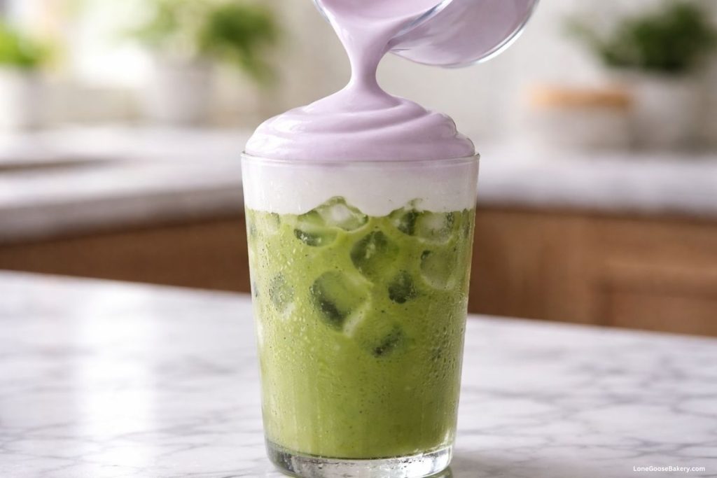 iced lavender cream matcha lavender cold foam