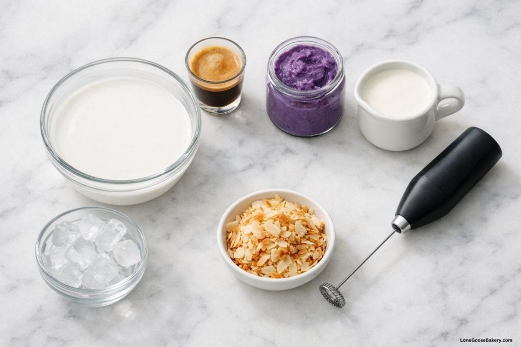 iced ube coconut macchiato ingredients
