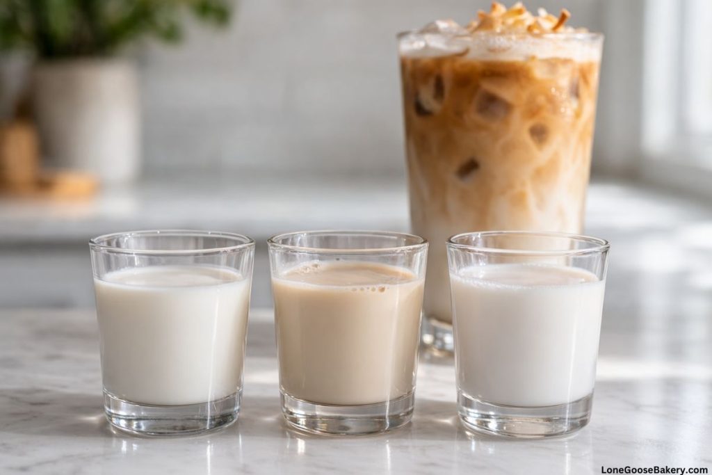 milk options for toasted coconut latte