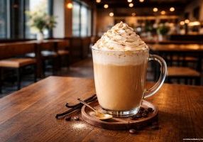 whipped cream on hot latte